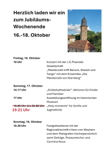 Jubiläumswochenende Markgrafenkirche