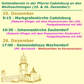 Gottesdienste Weihnachtstage