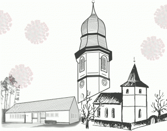 Logo der Pfarrei Cadolzburg mit Corona im Hintergrund