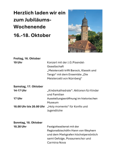 Jubiläumswochenende Markgrafenkirche