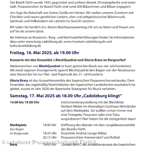 Bezirksposaunentag Cadolzburg: Programm Freitag und Samstag