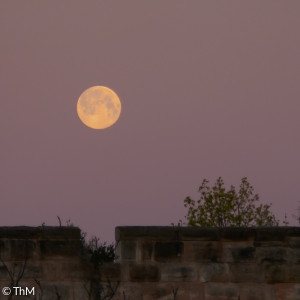 Vollmond über der Burgmauer